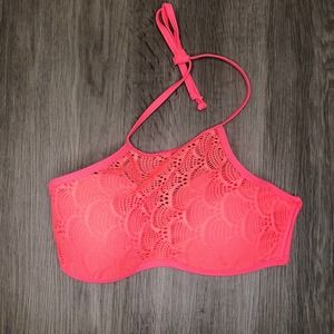 Coral Tropics by Apollo Swimwear Women's Coral Halter Neck Bikini Swim Top sz XS